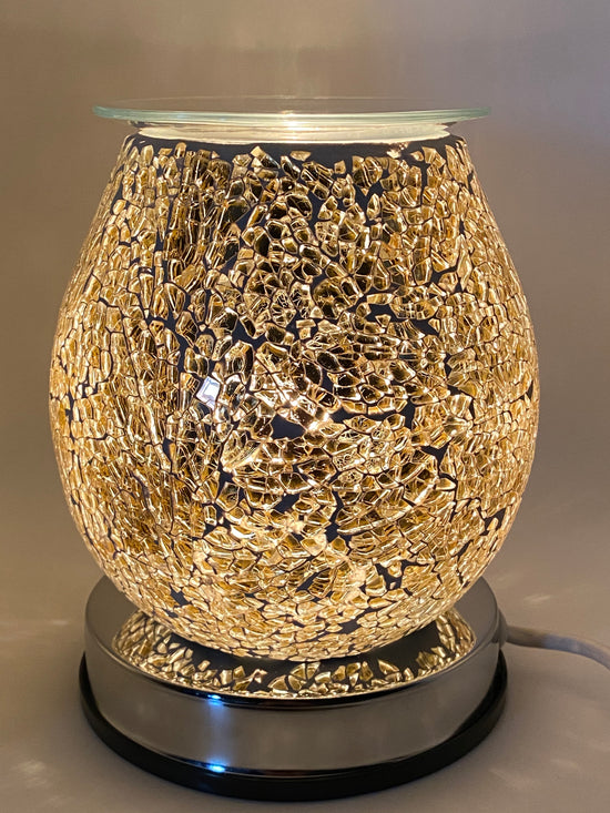 Quemador/Lámpara eléctrico de wax melts mosaico dorado